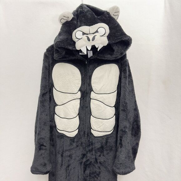 Briefly Stated Gorilla One Piece Costume Union Suit Faux Fur Hooded Adult Medium - Picture 2 of 12